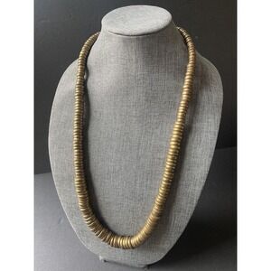 Vintage Brass Chunky Graduated Disc Retro 80s Boho Festival Tribal 32” Necklace